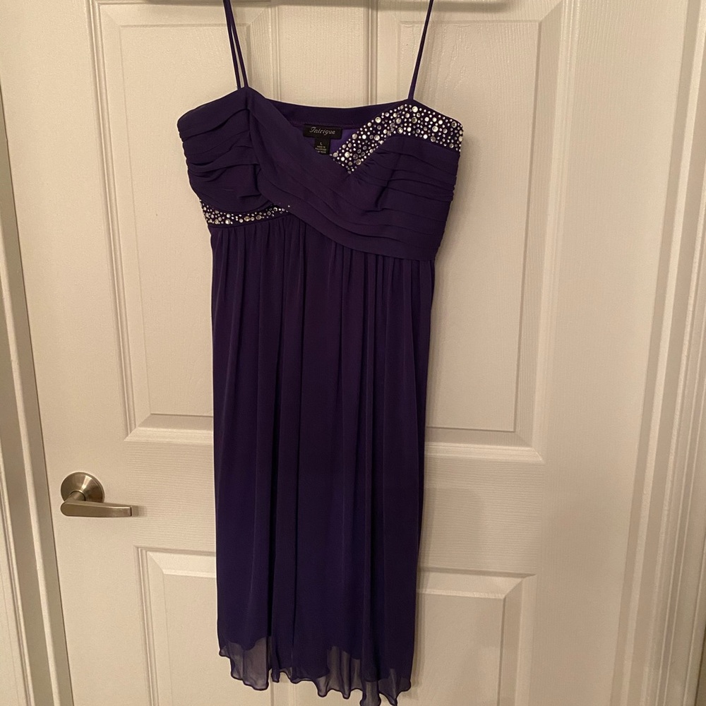 Short Purple Semi Formal Dress with Straps